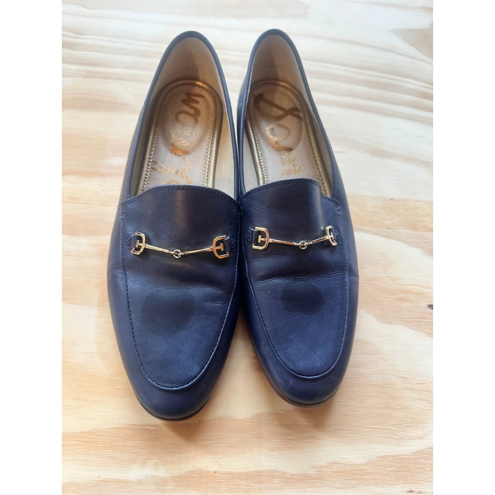 Sam Edelman Loraine Navy Blue Leather Horsebit Loafers Womens Size 9